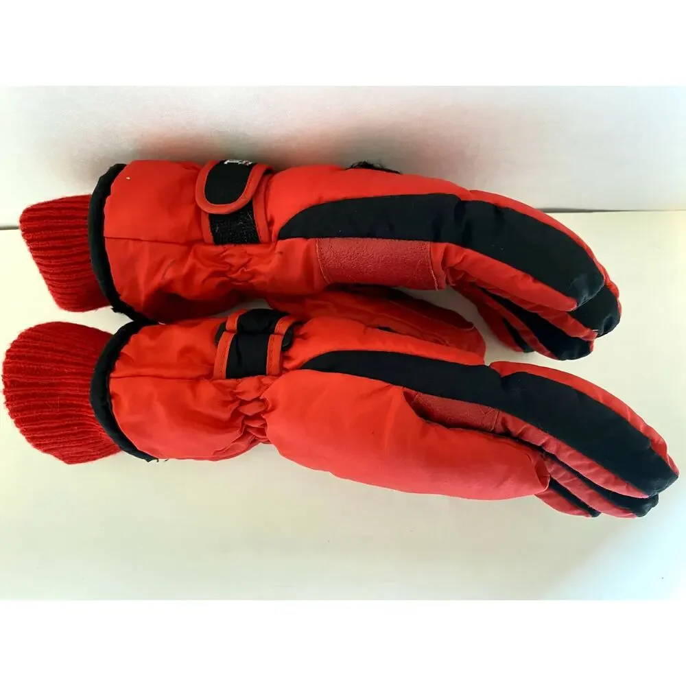 Vtg Vaporwave Paris Thinsulate Red Winter Ski Snow Gloves Womens S Girls 10-12